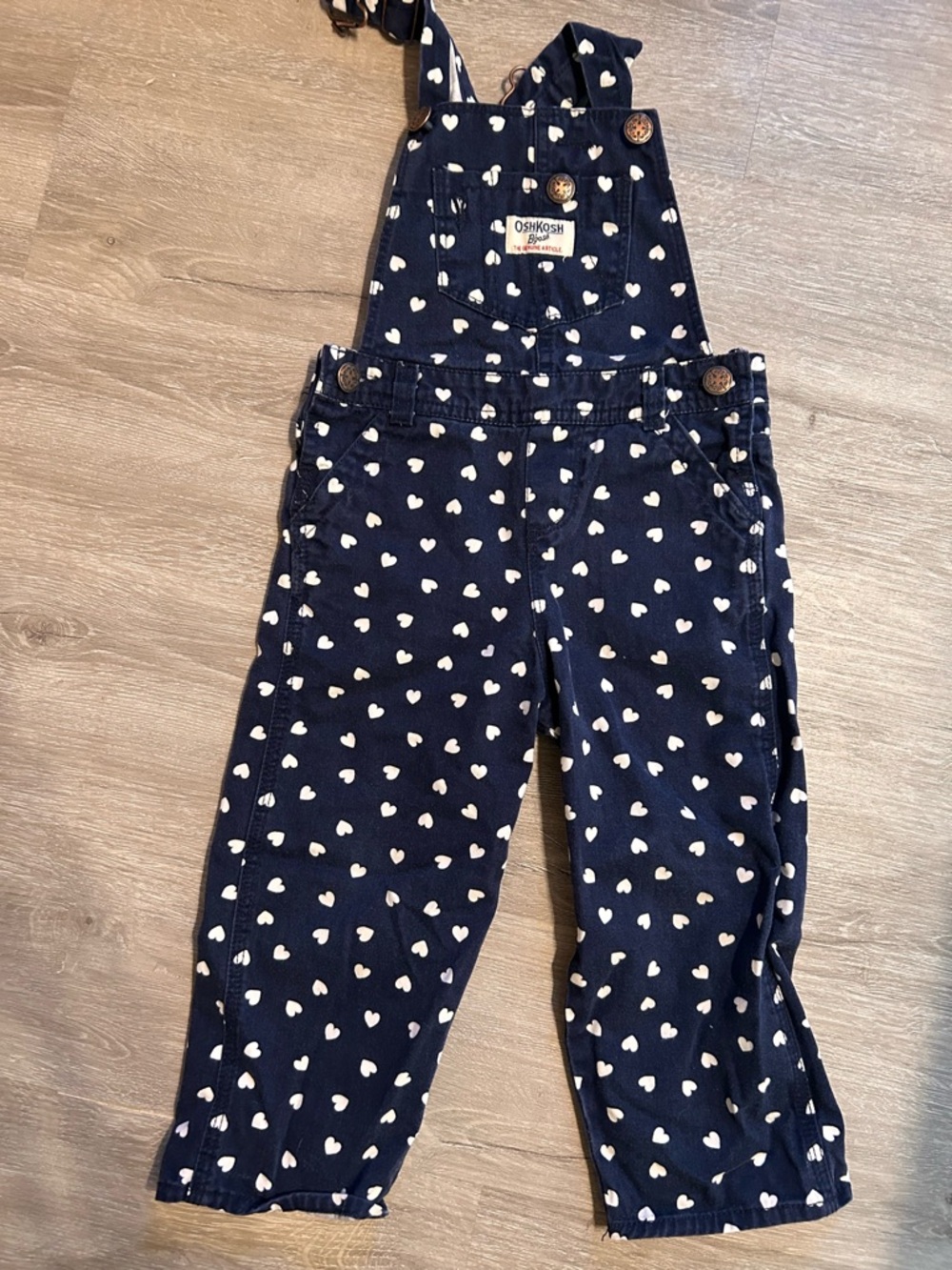 OshKosh B'gosh Navy Overalls with White Heart Print